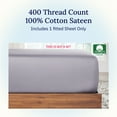 thumbnail image 4 of California Design Den Full Fitted Sheet Only, Soft 400 Thread Count 100% Cotton Sateen, Deep Pocket, All-Around Elastic, Side Indicators - Dusky Lavender Grey, 4 of 9