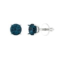 thumbnail image 2 of 0.2 Ct Round Cut Studs Natural London Blue Topaz 14K White Solid Solid Gold Everyday Dainty Earrings Screw Back, 2 of 7
