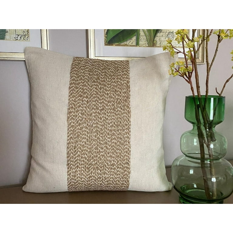 Ecru Pillows Cover, Jute Cord Pillows Cover, 18x18 inch (45x45 cm