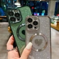 thumbnail image 6 of Compatible with iPhone 15 Pro 6.1 Inch Case with Magsafe, Plating Heart Glitter Magnetic Case for Women Girl TPU Camera Protection Back Cover for iPhone 15 Pro Silver, 6 of 14