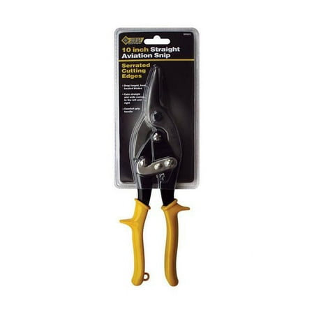 UPC: 0843518087787 | Steel Grip 2796597 10 in. Chrome Alloy Steel Straight Serrated Aviation Snips  Yellow