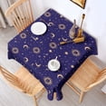 thumbnail image 2 of Blue Gold Sun Moon Pattern Square Tablecloth,Waterproof Square Table Cover,Wipeable Spillproof Washable Table Cover for Home Kitchen Party Decor 42"X42"(107x107cm), 2 of 6