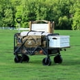 thumbnail image 6 of WHITSUNDAY Collapsible Double Decker Wagon with Tailgate, Heavy Duty Foldable Wagon with All-Terrain Big Wheels, Beach Wagon for Camping, Sports, Shopping, Garden Brown, 6 of 6