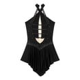 thumbnail image 6 of Kaerm Women Sleeveless Lyrical Dance Dress Shiny Rhinestone Figure Ice Skating Leotard Dresses Black L, 6 of 7