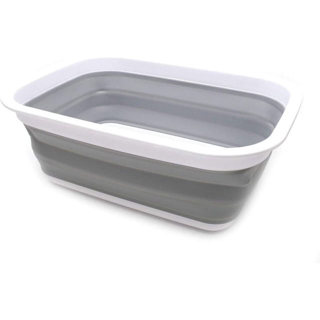 Tina plegable - Cesta/cráter portátil para picnic al aire libre - Bolsa de compras plegable - Contenedor de almacenamiento que ahorra espacio (gris)