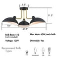 thumbnail image 6 of Claxy 3-Light Black and Gold Ceiling Light Fixture with Adjustable Dome Shade, 6 of 6