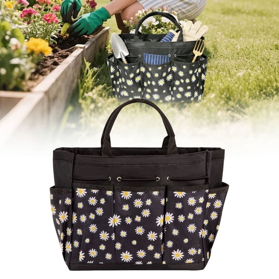 Heavy Duty Tool Bag, Large Capacity Garden Tool Organizer with Multiple Side Pockets, Portable Oxford Cloth Tool Storage Bag