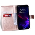 thumbnail image 3 of iPhone 11 Wallet Case, Flip Kickstand Emboss Butterfly PU Leather Protective Phone Cover with Wrist Strap & Card Slots, Rosegold, 3 of 6