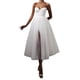 thumbnail image 2 of Vestido de cóctel para mujer, tirantes finos, escote corazón, abertura lateral, malla, color sólido, tirantes, falda XBTCLXEBCO M;Blanco, 2 of 6