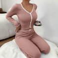 thumbnail image 4 of Quixlent Womens Lace Trim Ribbed Knit Pajamas Set Long Sleeve Crop Top Wide Leg Pants Lounge Set 2 Piece Pjs Sleepwear, 4 of 8