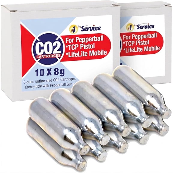 Number 1 In Service 8g CO2 Cartridges, Non-Threaded High Grade Steel Cylinders for Compatible CO2-Powered Devices, 2 Pack, Metal, Model 2501
