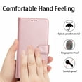 thumbnail image 5 of Wallet Case For iPhone 16, Premium PU Leather Flip Folio Cover [3 Card Slots & ID Window], Detachable Adjustable Shoulder/Crossbody Strap, Kickstand, Magnetic Clasp Case, Pink, 5 of 11