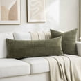 thumbnail image 3 of Fancy Homi Set of 1 Olive Green Boho Long Lumbar Body Decorative Throw Pillow Cover 14x36 inch for Bed Couch Bedroom Bench, Soft Patchwork Corduroy Textured Pillow Case, Rustic Farmhouse Room Decor, 3 of 7