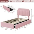thumbnail image 4 of Modern Boucle Upholstered Platform Bed Frame with Storage Headboard, Bookcase & 2 Drawers, Noise-Free, No Box Springtime Needed, Easy Assembly - Bedroom Furniture, 4 of 14