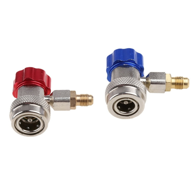 CarBole AC Manifold Gauge Quick Coupler Set – High & Low Side Adapters, 90° SAE Fittings