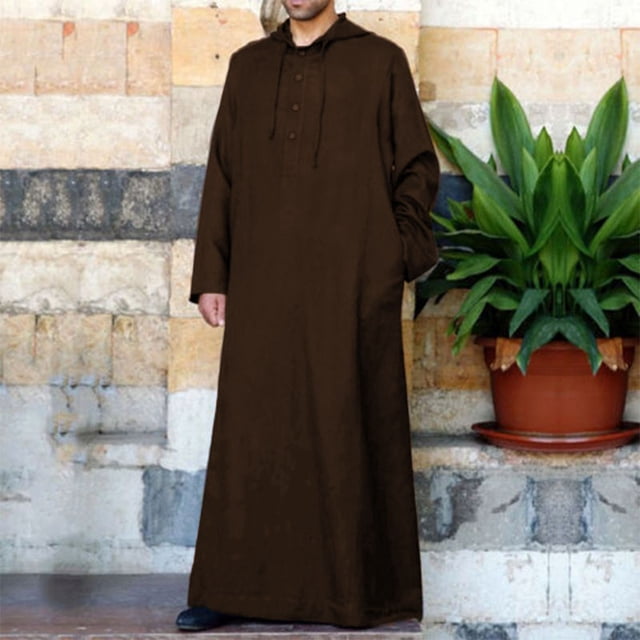 Robe pour Hommes Décontractée à Manches Longues avec Poche, Robe Ample Style Arabie pour Usage Quotidien