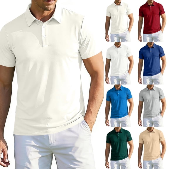 Trgacdwlo Polo Shirts for Men Lightweight Quick Dry Men's Short Sleeve Shirts Summer Running Exercise Golf Polo Shirt Men Khaki XXL