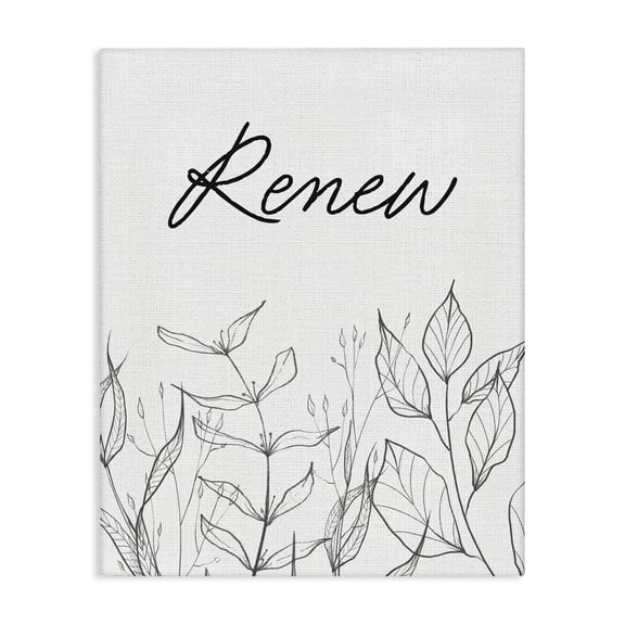 Stupell Industries Contemporary Renew with Leaf Outlines Canvas Art, 16 x 20, by Lettered and Lined