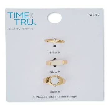 Time and Tru Women's White Stone Stacking Rings, 3-Pack