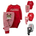 thumbnail image 2 of Otqutp Toddler Baby Boys Girls Long Sleeve Pajamas Christmas Santa Romper Striped Pants Outfits Clothes Set Loungewear Sleepwear for 0 to 18 Months, 2 of 8