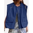 thumbnail image 3 of Women's Full Zip Vest Sleeveless Solid Color Blouse Oversized Jacket Tops Loose Fit Tank Tops Summer Clothes for Casual, 3 of 7