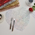 thumbnail image 4 of Valentine's Day Heart PVC Table Mat 15x15 Inch, Waterproof Heat-Resistant Placemat, Western Style Wedding Holiday Dining Table Decorative (Silver), 4 of 6