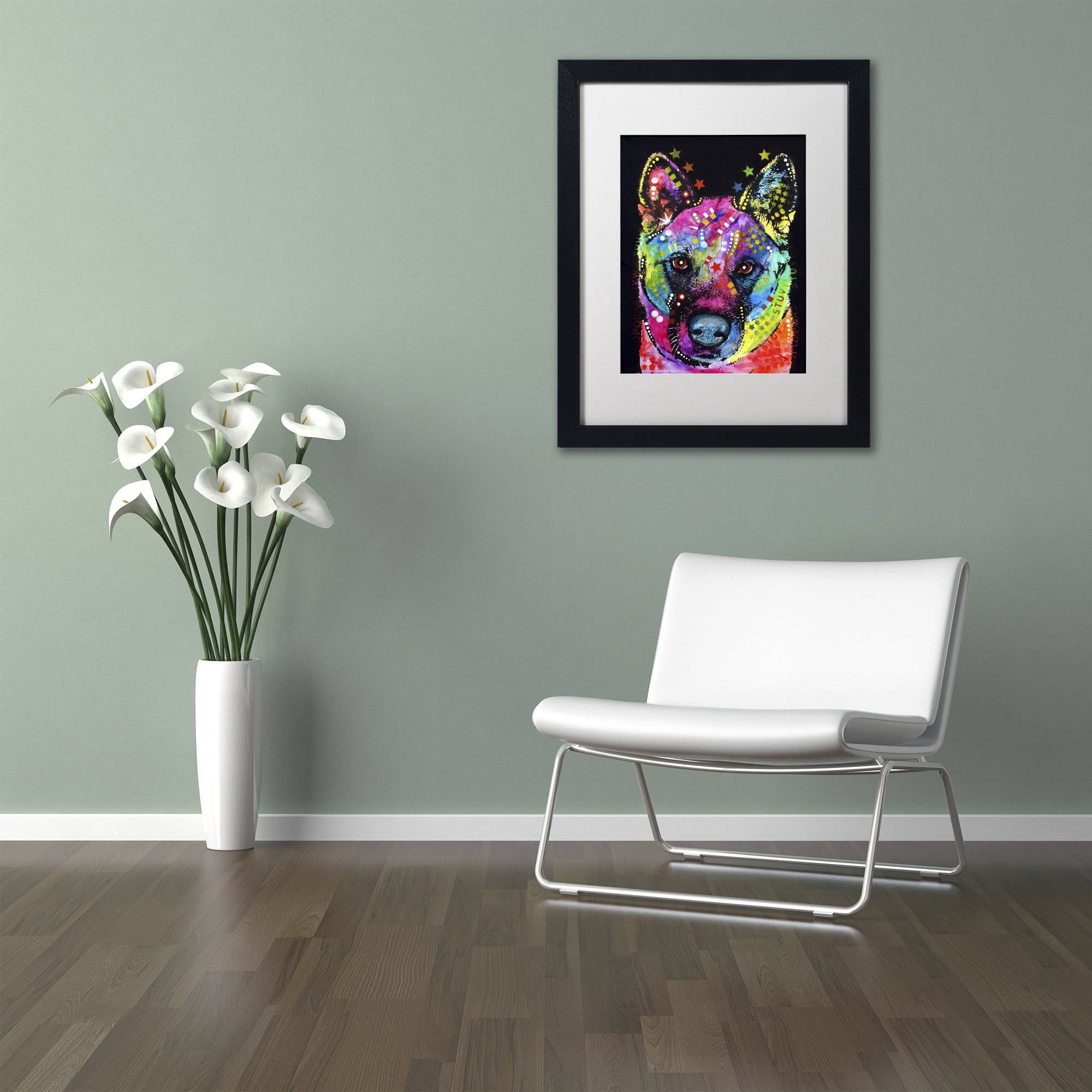 Trademark Fine Art "Akita II" Canvas Art by Dean Russo, White Matte, Black Frame