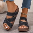 thumbnail image 6 of Bxsruta Women's Supportive Crisscross Strap Wedge Slide Sandals with Cushioned Footbed and Breathable Faux-Leather Upper for Casual Everyday Wear, 6 of 8