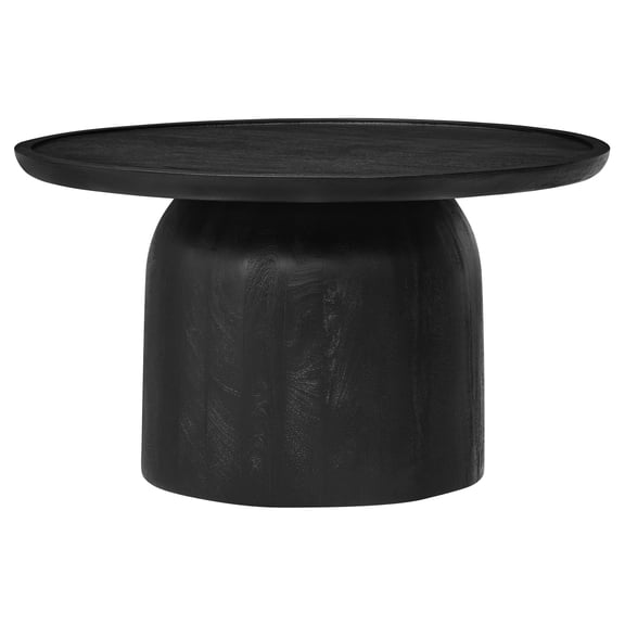 Coffee Sofa Side End Table, round, Black, Wood, Living Room Lounge Cafe Lobby Hospitality Restaurant, Modern Contemporary, HB37692