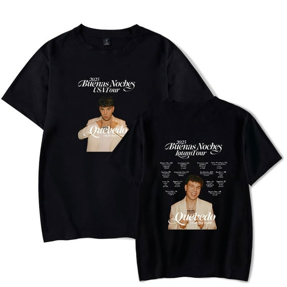 Quevedo Buenas Noches Latam Tour 2025 Tee Shirt Round Neck Short Sleeved