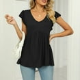thumbnail image 5 of Kadahis Women T Shirts Loose Casual Short Sleeve V Neck Top Lotus Leaf Sleeves Solid T-Shirt, 5 of 5