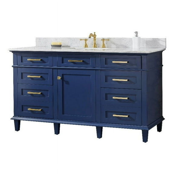 Legion Furniture 60" MDF/Veneer Wood Single Sink Vanity Cabinet in Blue