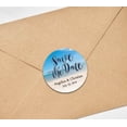 thumbnail image 4 of Darling Souvenir Round Beach Photo Save The Date Stickers Wedding Personalized Bride Groom Names And Date Envelope Seals 45 Pcs- Blue & Beige, 4 of 4