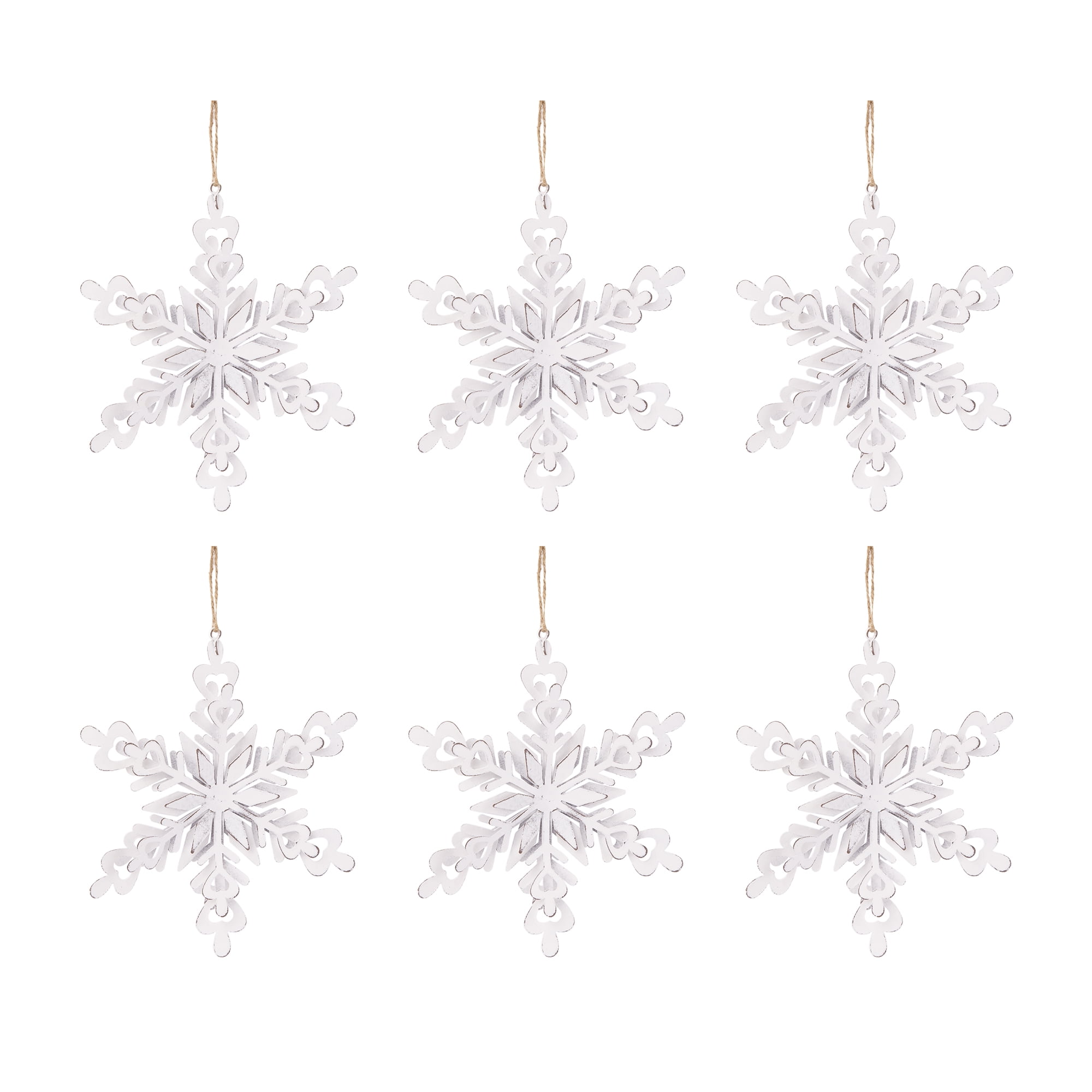 Iron Snowflake Ornament with Weathered Finish Hanging Christmas Tree Decor Gift Stocking Stuffer