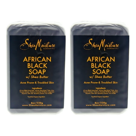 African Black Soap Bar Acne Prone and Troubled Skin by for Unisex - 8 oz Bar Soap - Pack of