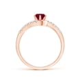 thumbnail image 2 of ANGARA Natural Prong-Set Ruby Bypass Ring with Diamond Accents in 14K Rose Gold for Women (Size-5mm) | July Birthstone, Birthday, Anniversary, Jewelry Gift for Women | Natural Ruby Ring, 2 of 9