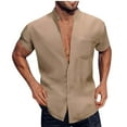 thumbnail image 2 of Antinious Mens Summer Beach Shirt,Workout Tops Men,Mens Short Sleeve Shirts Button up Solid Versatile Pocket Collar Shirt,Khaki,L, 2 of 5