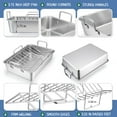 thumbnail image 3 of 16" Roasting Pan with Rack, 7 PCS    Stainless Steel Roaster Lasagna Pan with Cooling Flat & V-shaped Baking Rack, Grilling Chicken Holder, Meat Shredding Claws, Dishwasher & Oven Safe, 3 of 7