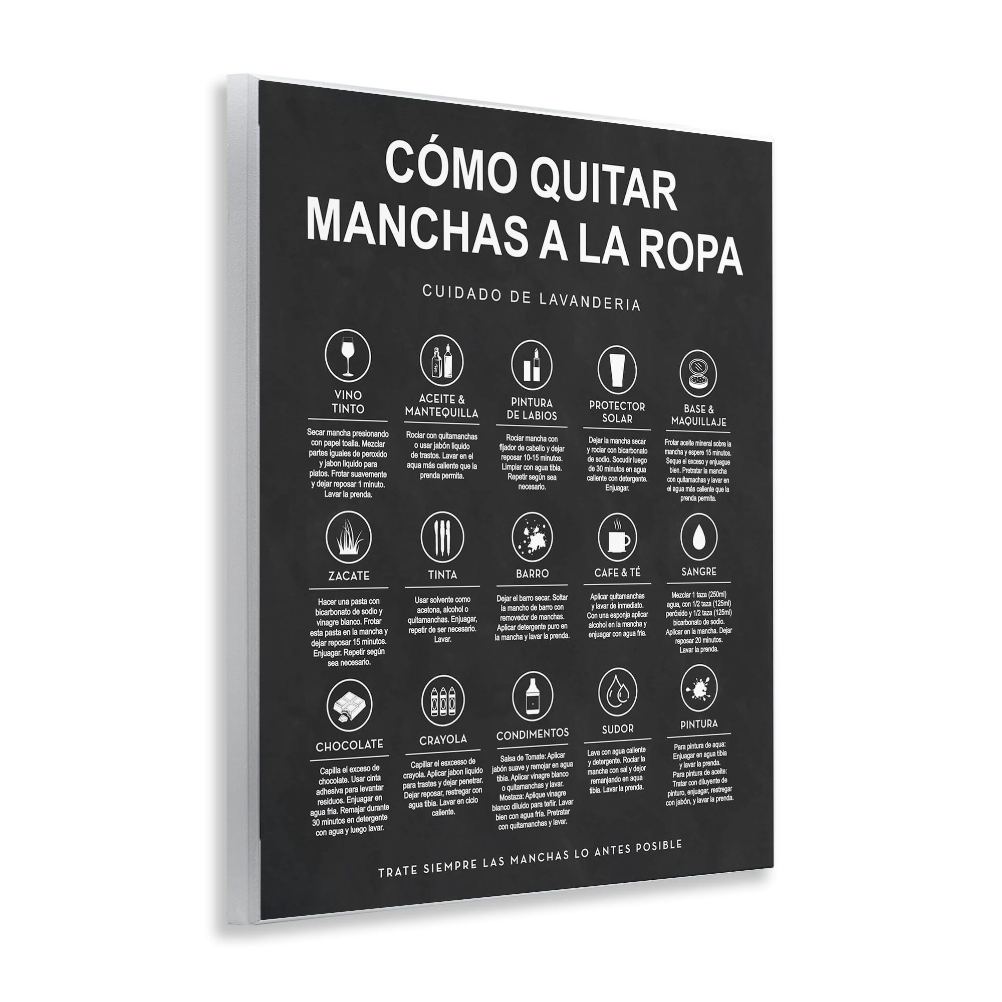 Stupell Industries Guía de Limpieza de Manchas, Negro Bath & Laundry Painting Unframed Art Print Wall Art, 11 x 14