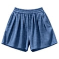 thumbnail image 5 of VBVC Women's Summer Ribbed Stretchy Shorts,Pull-On Lightweight Lounge Shorts For Women,Ladies Pleated Beach Vacation Shorts with Pockets,Blue,S-2XL, 5 of 8