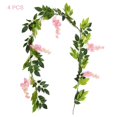 thumbnail image 3 of Bewildely Paquete de 4 guirnaldas artificiales para decoración de jardín, herramientas de decoración, glicina de seda, suministros de boda, flores Kits de decoración para fiestas Rosa Bewildely HA039650-02, 3 of 6