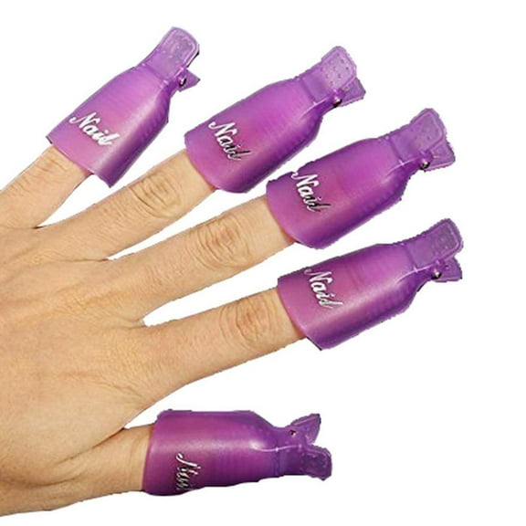 Nail Clips for Polish Remover Set of 10pcs Soak Off Acrylic Nail Polish Removal Clip (Purple)