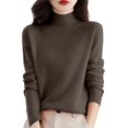 thumbnail image 3 of ManxiVoo Women's Loose Knit Sweater With Raglan Sleeves and Round Neck for Everyday Comfort Fall Winter Casual Pullover Soft Yarn Relaxed Fit L Size Coffee, 3 of 9