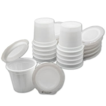 iFillCup, 12 Count White - Fill your own Single Serve Pods. Eco friendly 100% recyclable pods for use in all k cup brewers including 1.0 & 2.0 Keurig. Airtight to seal in freshness.