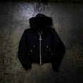 thumbnail image 2 of FINALGANG Men's Hoodie Fashion Graphic Fuzzy Trim Hooded Jacket Autumn Winter Long Sleeve Loose Fit Thermal Sweatshirt For Cold Weather Versatile Sweatshirts, 2 of 3