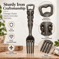 thumbnail image 3 of Vintage Cast Iron Kitchen Utensil Wall Decor, Spoon Fork Bottle Opener Set, Rustic Farmhouse Anti-Rust Art Ornament, for Kitchen Dining Room Wall Decor, Silver-B, 3 of 6