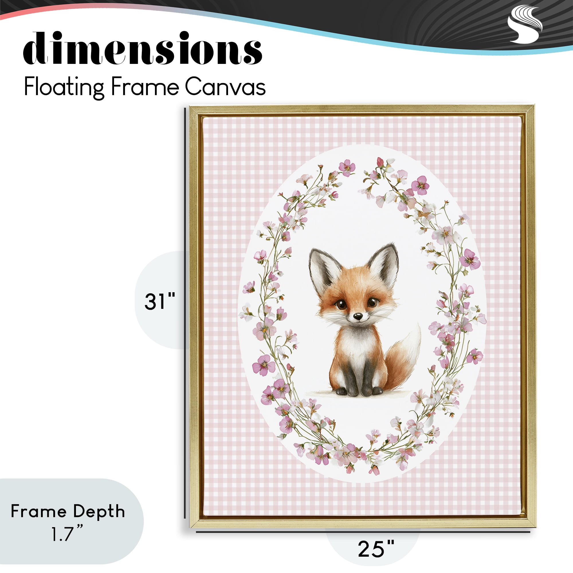 Stupell Industries Fox with Cherry Blossoms Gold Framed Floater Canvas Wall Art, design by Christine Simpson Art