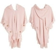 thumbnail image 5 of MIASHUI Plus Size Knit Sweater Button Hood Cape Shawl, Scarf for Women, Fashion Scarf for Casual Wear, Warm Scarf Pink, 5 of 6
