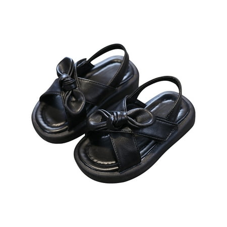 

Zanvin Sandals on Clearance Kids Sandals Toddler Sandals Toddler Shoes Baby Girls Cute Fashion Solid Color Bow Non-slip Soft Sole Beach Sandals Black 4-4.5 Years