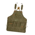 thumbnail image 4 of Delantal de trabajo impermeable para cocina, tienda, lona, ​​espalda cruzada, tirantes ajustables verde oscuro, 4 of 9
